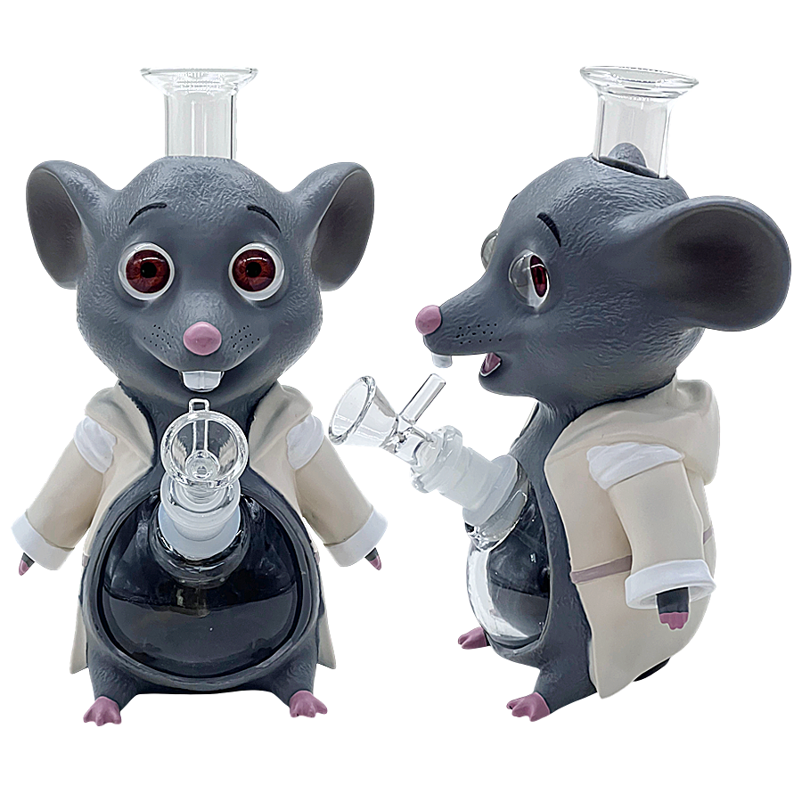 White Coat Male Mouse Silicone Waterpipe (H616) | 8.6 inches | Assorted Colors product image